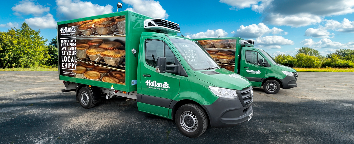 Refrigerated delivery truck Hollands pies header